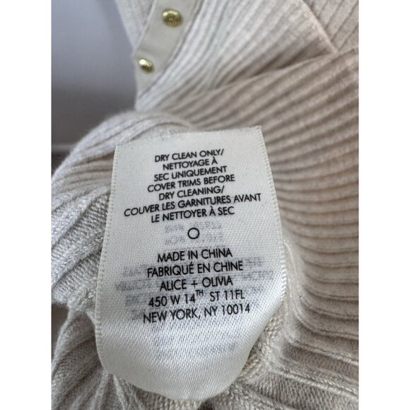 Alice + Olivia Jenner Crew Neck Dress Midi Ribbed Wool Sz L Oatmeal - Picture 12 of 16